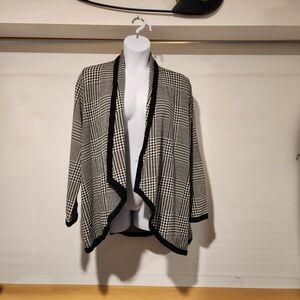 Nina Leonard Black and White Checkered Cardigan